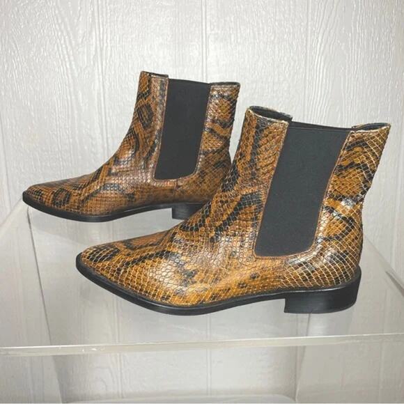 FREDA SALVADOR Joan Snakeskin Embossed Chelsea Boots US 5 - Picture 3 of 8